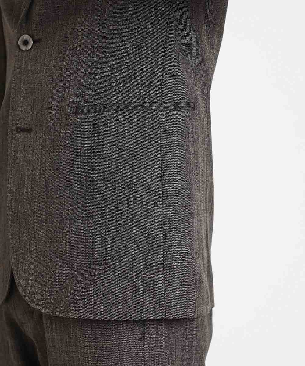 MNDAV37410 MICHEL KLEIN HOMME(ミッシェルクラン オム) ツイード調ノーカラージャケット ブラウン(87)