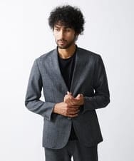MNDAV37410 MICHEL KLEIN HOMME(ミッシェルクラン オム) ツイード調ノーカラージャケット ダークグレー(93)