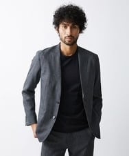 MNDAV37410 MICHEL KLEIN HOMME(ミッシェルクラン オム) ツイード調ノーカラージャケット ダークグレー(93)