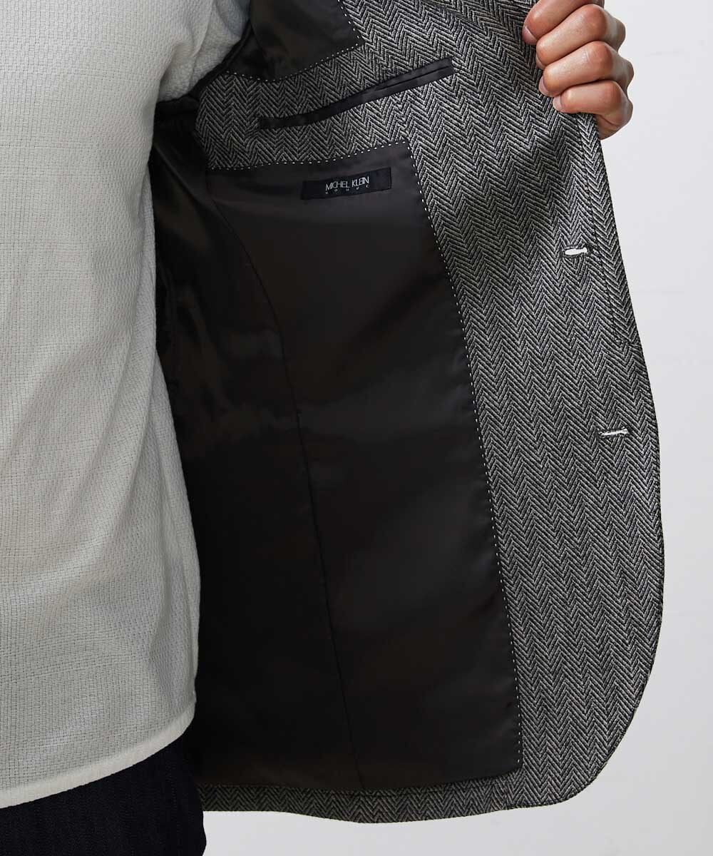 MNDAV48450 MICHEL KLEIN HOMME(ミッシェルクラン オム) 【2023年モデル】ランダムへリンボン柄コンバーチブルジャケット ダークグレー(93)