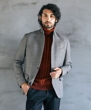 MNDAV48450 MICHEL KLEIN HOMME(ミッシェルクラン オム) 【2023年モデル】ランダムへリンボン柄コンバーチブルジャケット ダークグレー(93)