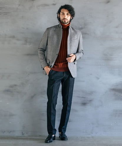 MNDAV48450 MICHEL KLEIN HOMME 【2023年モデル】ランダムへリンボン柄コンバーチブルジャケット