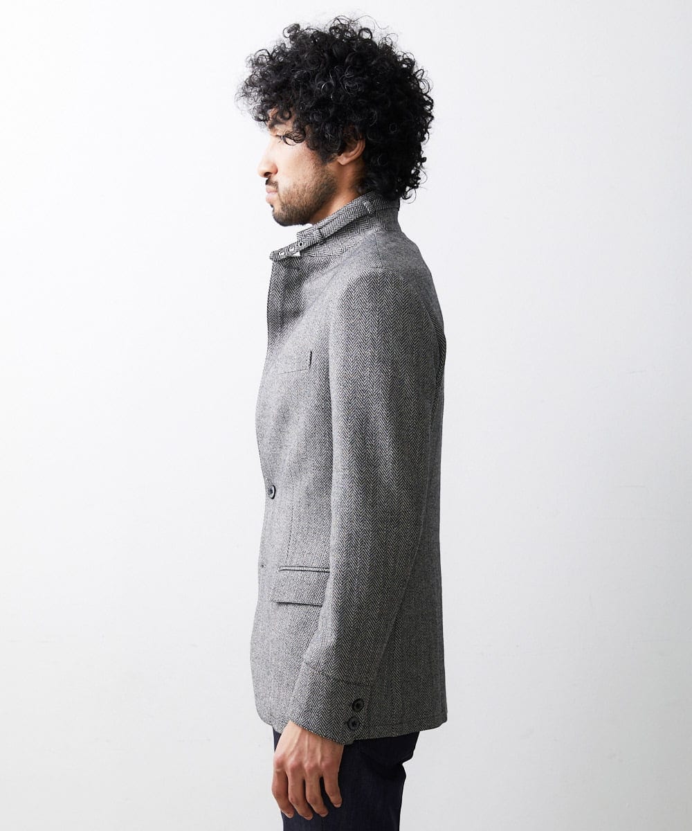MNDAV48450 MICHEL KLEIN HOMME(ミッシェルクラン オム) 【2023年モデル】ランダムへリンボン柄コンバーチブルジャケット ダークグレー(93)