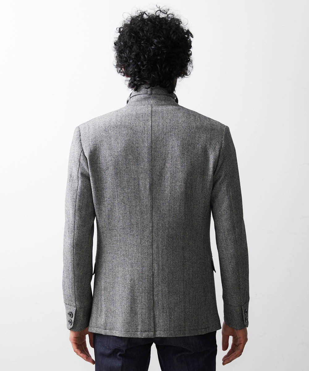 MNDAV48450 MICHEL KLEIN HOMME(ミッシェルクラン オム) 【2023年モデル】ランダムへリンボン柄コンバーチブルジャケット ダークグレー(93)