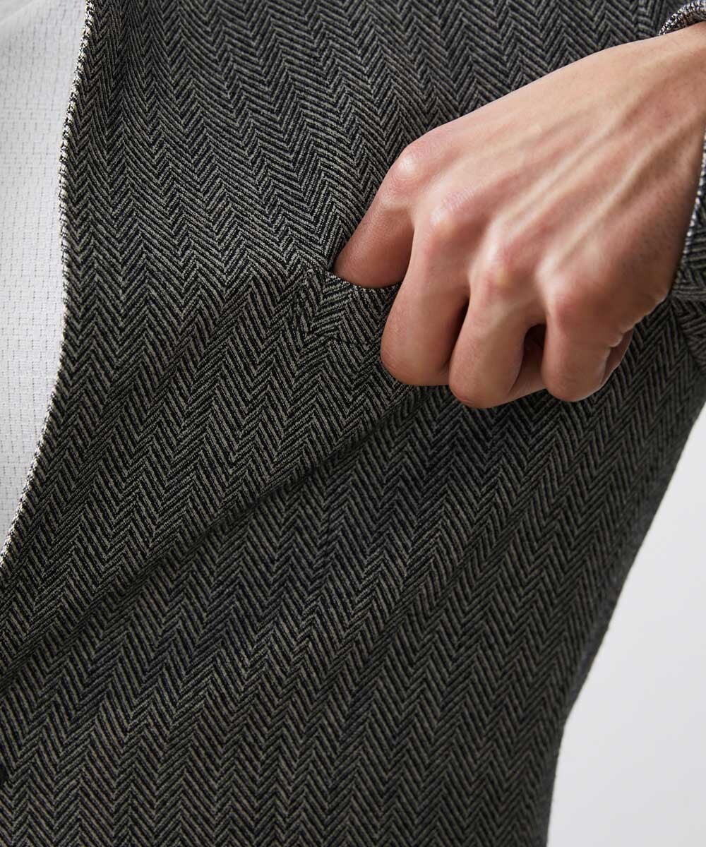 MNDAV48450 MICHEL KLEIN HOMME(ミッシェルクラン オム) 【2023年モデル】ランダムへリンボン柄コンバーチブルジャケット ダークグレー(93)