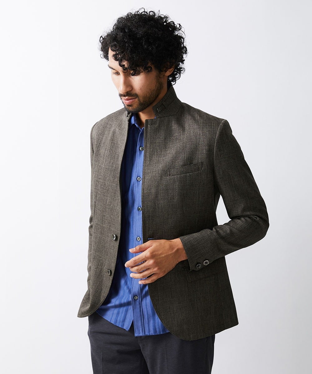 MNDAV49450 MICHEL KLEIN HOMME(ミッシェルクラン オム) ツイードコンバーチブルジャケット ブラウン(87)