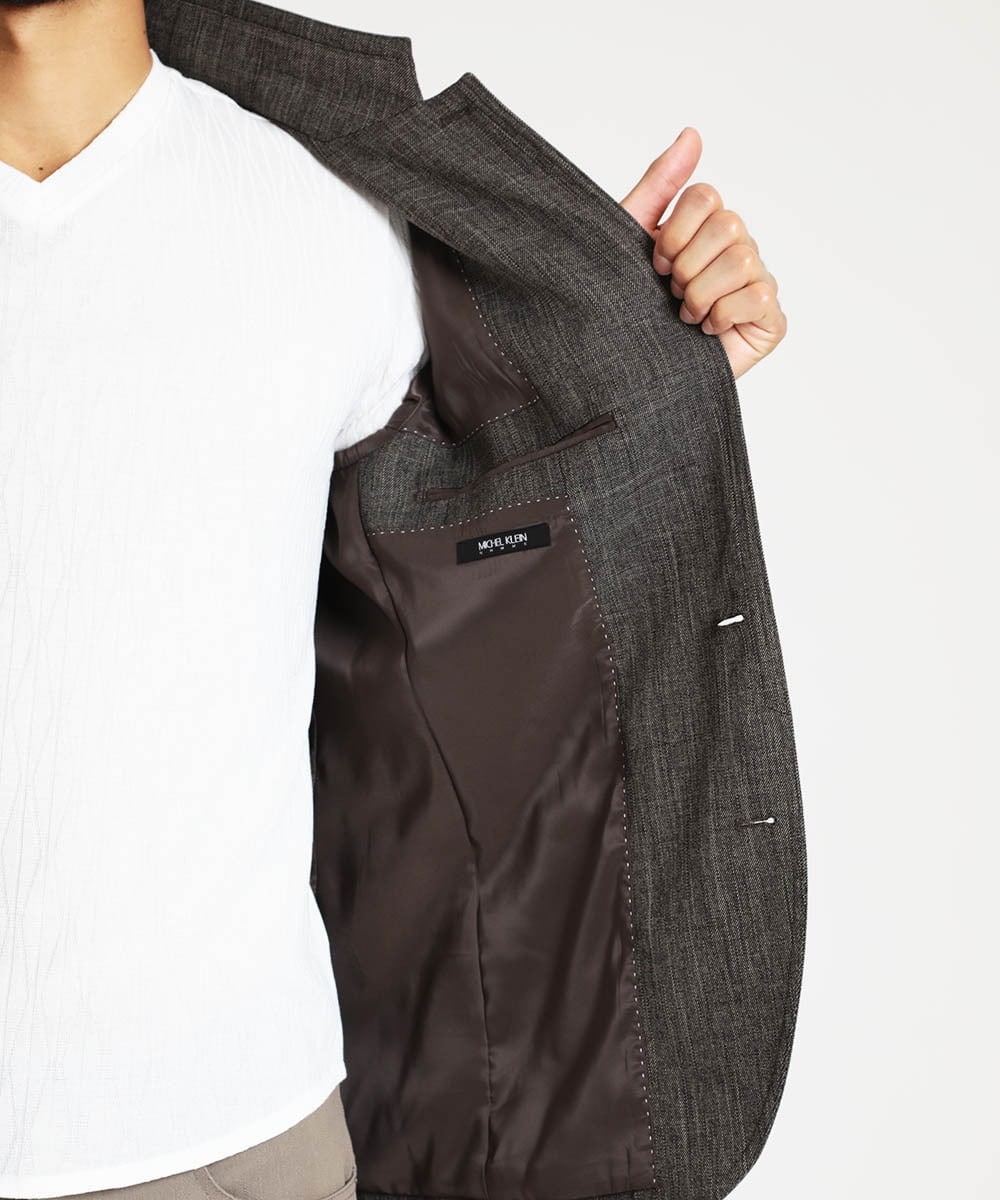 MNDAV49450 MICHEL KLEIN HOMME(ミッシェルクラン オム) ツイードコンバーチブルジャケット ブラウン(87)
