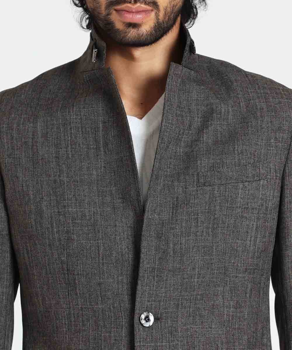MNDAV49450 MICHEL KLEIN HOMME(ミッシェルクラン オム) ツイードコンバーチブルジャケット ブラウン(87)