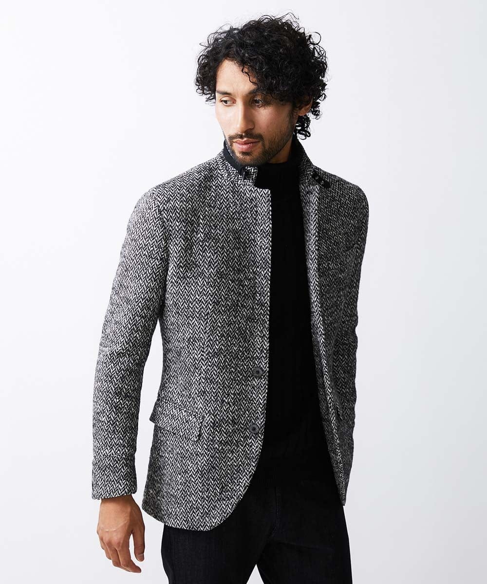 MNDAV81540 MICHEL KLEIN HOMME(ミッシェルクラン オム) ヘリンボンコンバーチブルジャケット ブラック(94)