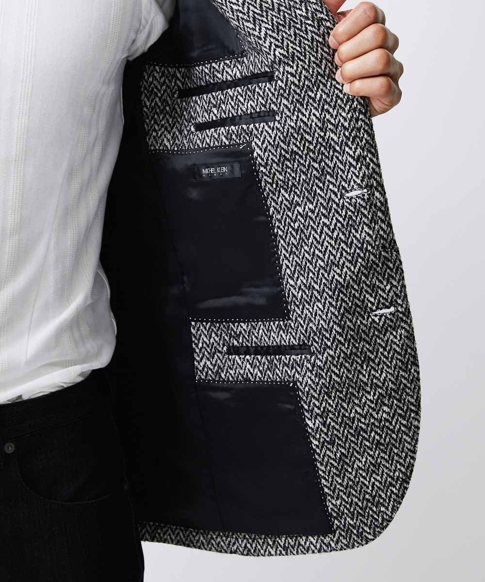 MNDAV81540 MICHEL KLEIN HOMME(ミッシェルクラン オム) ヘリンボンコンバーチブルジャケット ブラック(94)