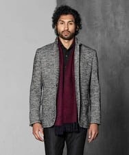 MNDAV81540 MICHEL KLEIN HOMME(ミッシェルクラン オム) ヘリンボンコンバーチブルジャケット ブラック(94)
