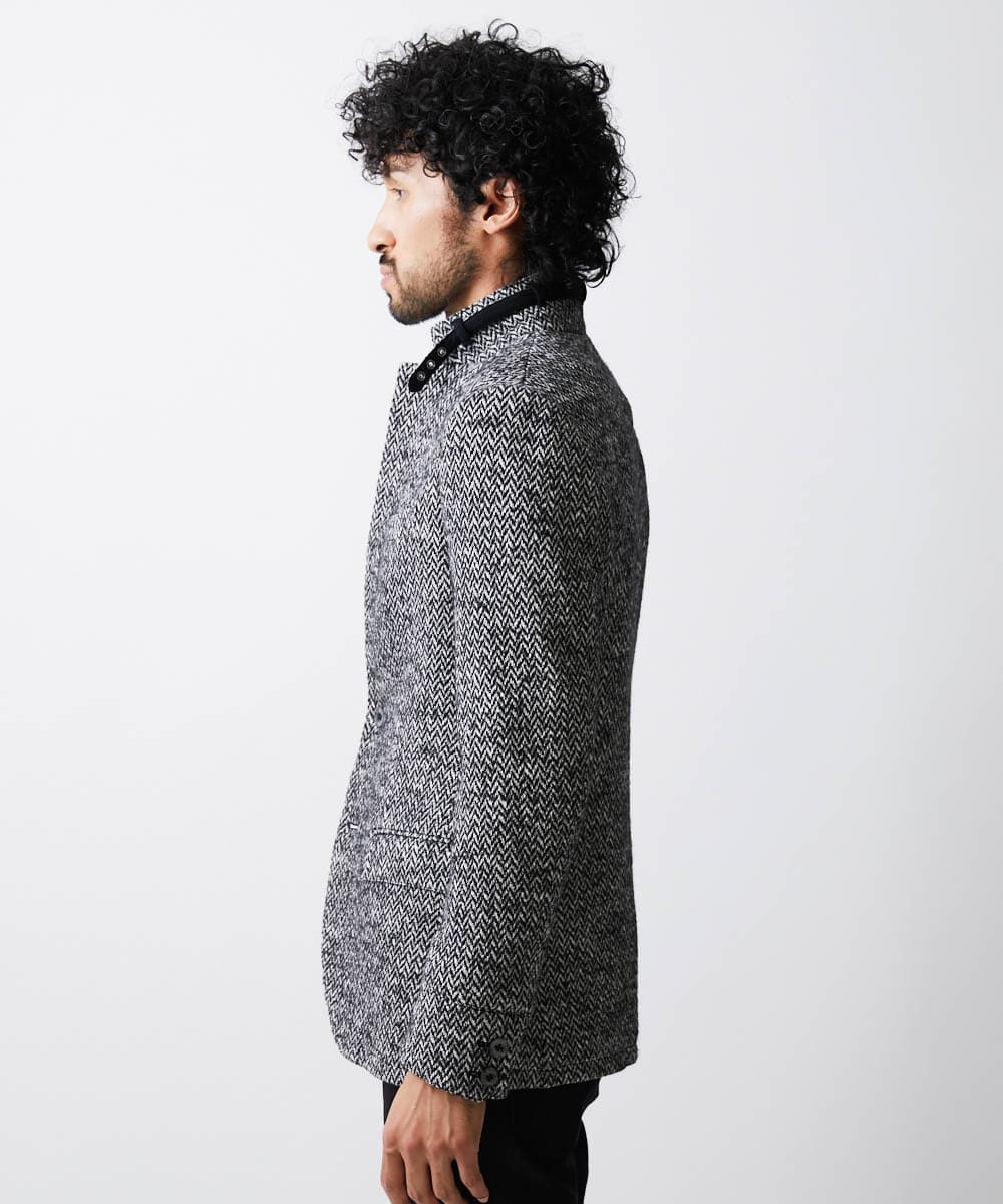 MNDAV81540 MICHEL KLEIN HOMME(ミッシェルクラン オム) ヘリンボンコンバーチブルジャケット ブラック(94)