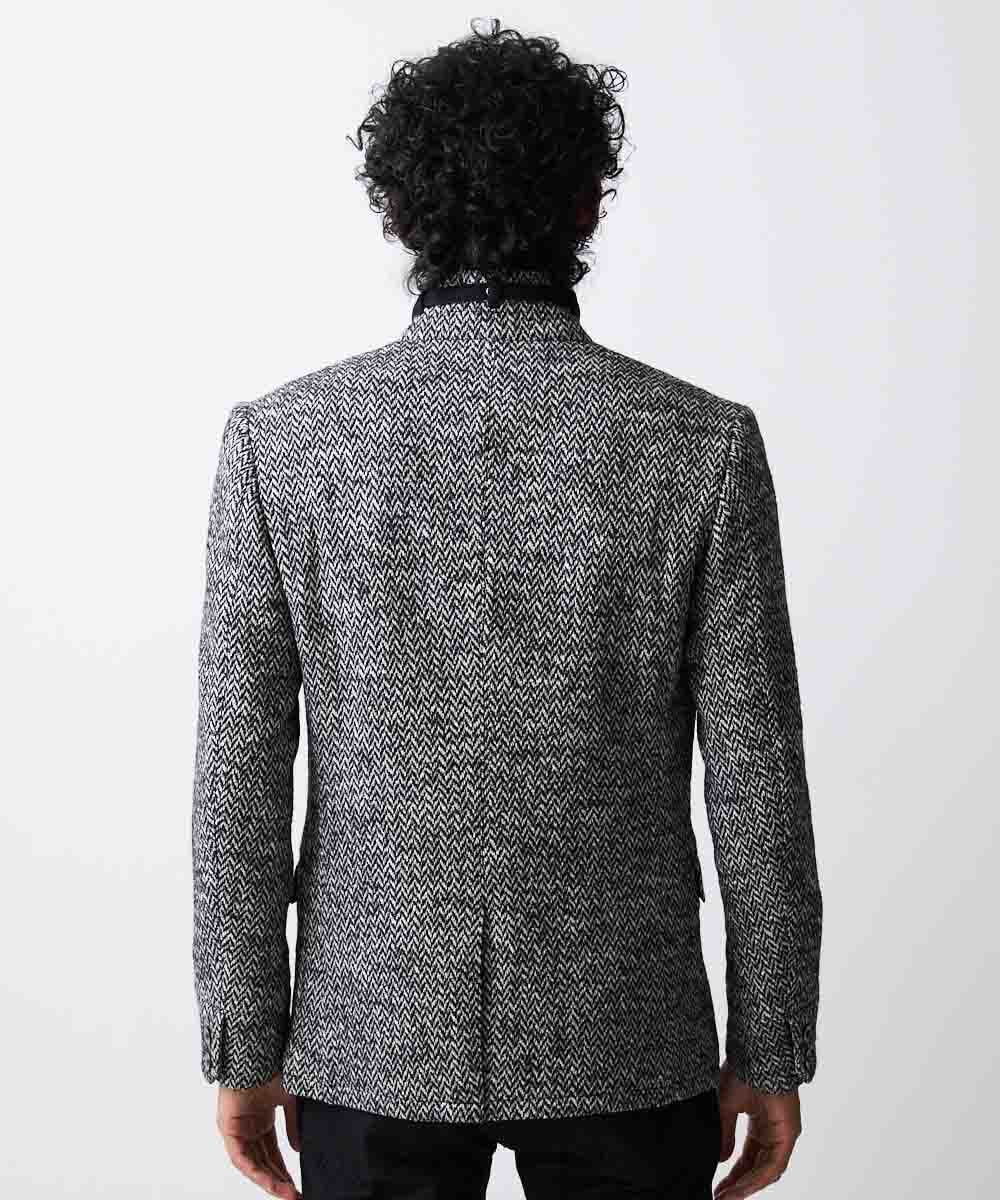 MNDAV81540 MICHEL KLEIN HOMME(ミッシェルクラン オム) ヘリンボンコンバーチブルジャケット ブラック(94)