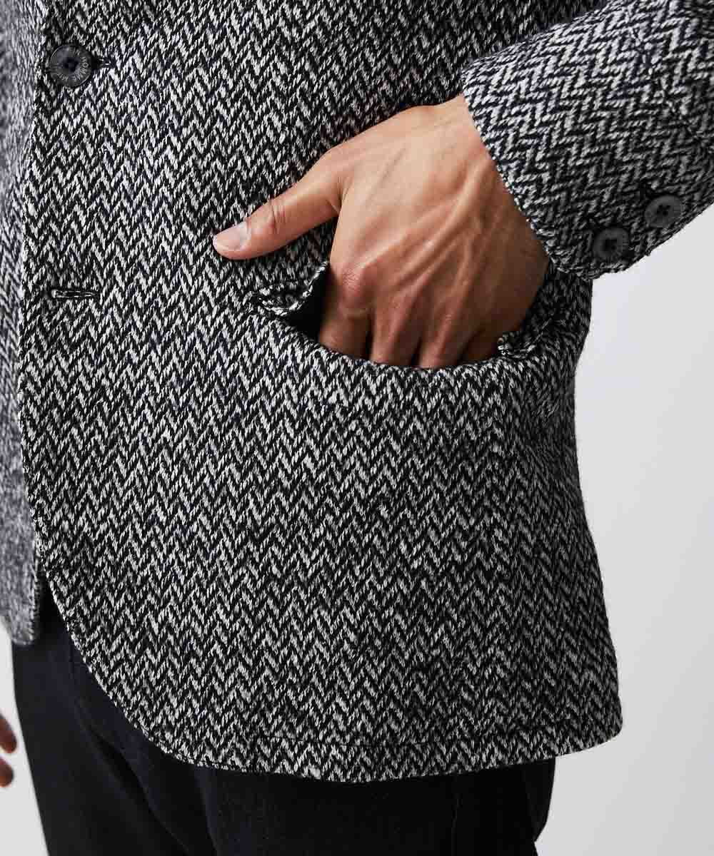 MNDAV81540 MICHEL KLEIN HOMME(ミッシェルクラン オム) ヘリンボンコンバーチブルジャケット ブラック(94)