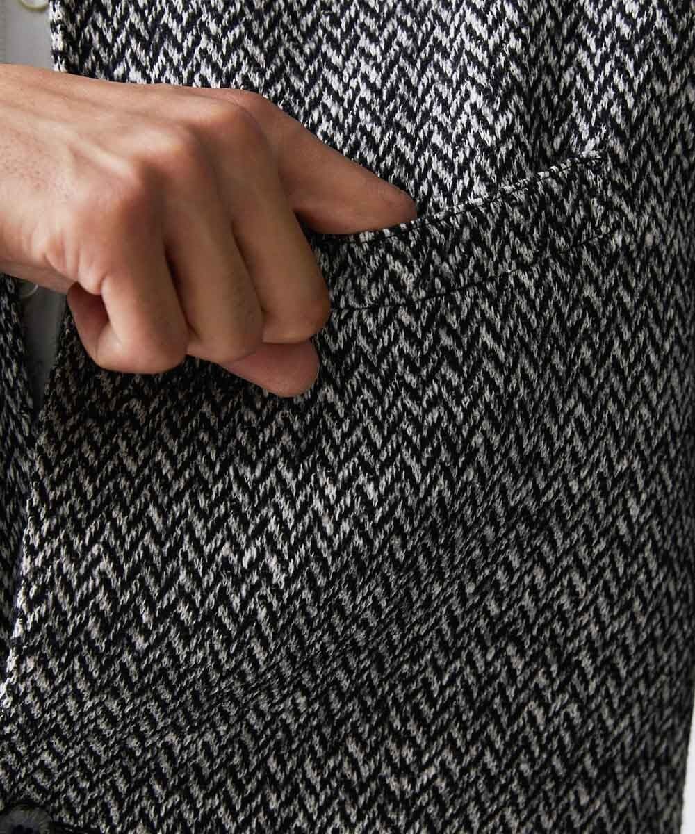 MNDAV81540 MICHEL KLEIN HOMME(ミッシェルクラン オム) ヘリンボンコンバーチブルジャケット ブラック(94)