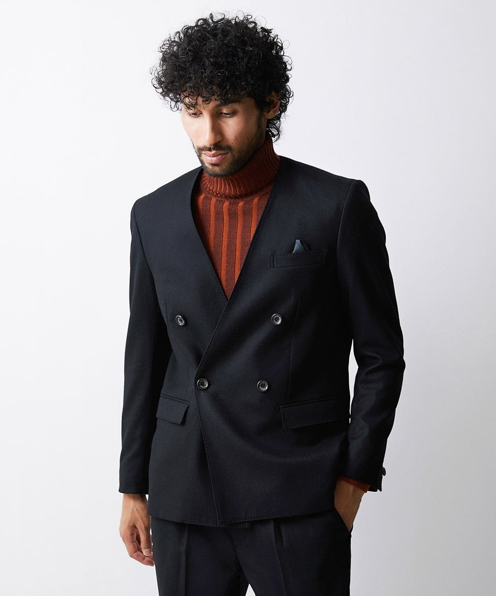 MNDAV82450 MICHEL KLEIN HOMME ノーカラーダブルジャケット