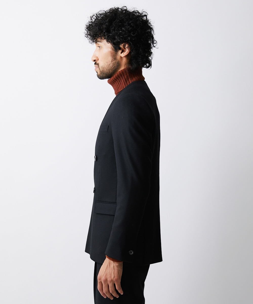 MNDAV82450 MICHEL KLEIN HOMME(ミッシェルクラン オム) ノーカラーダブルジャケット ブラック(94)