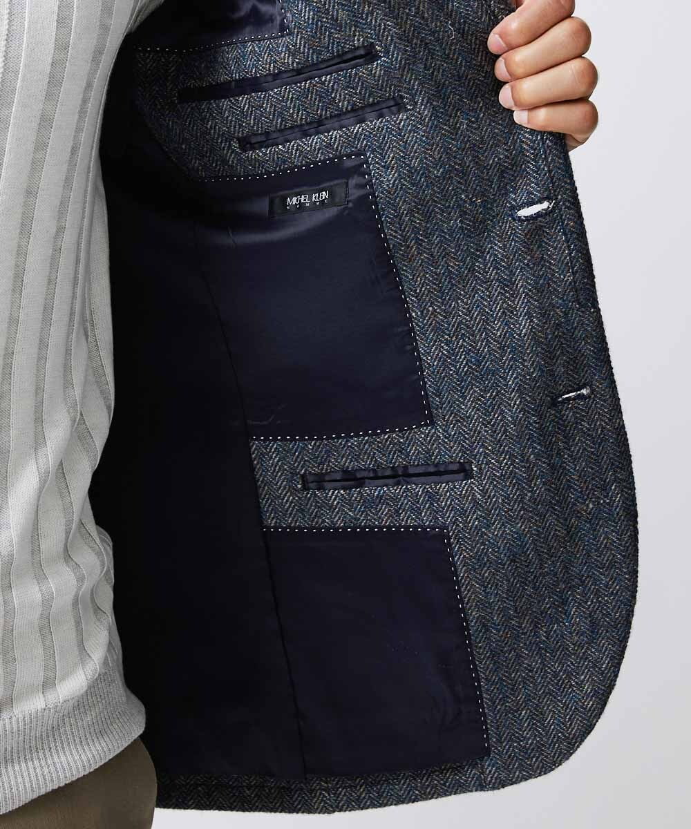 MNDAV84630 MICHEL KLEIN HOMME(ミッシェルクラン オム) ツイードコンバーチブルジャケット ブルー(55)