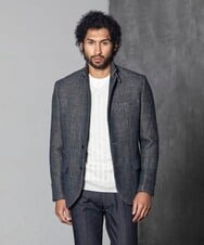 MNDAV84630 MICHEL KLEIN HOMME(ミッシェルクラン オム) ツイードコンバーチブルジャケット ブルー(55)