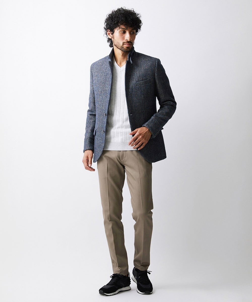 MNDAV84630 MICHEL KLEIN HOMME(ミッシェルクラン オム) ツイードコンバーチブルジャケット ブルー(55)