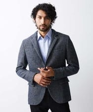 MNDAV84630 MICHEL KLEIN HOMME(ミッシェルクラン オム) ツイードコンバーチブルジャケット ブルー(55)