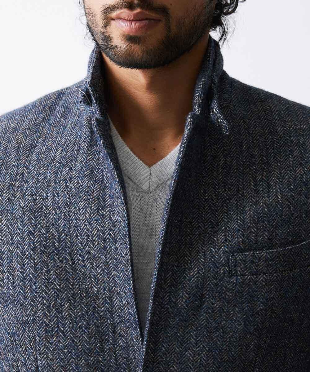 MNDAV84630 MICHEL KLEIN HOMME(ミッシェルクラン オム) ツイードコンバーチブルジャケット ブルー(55)