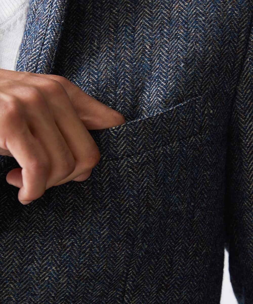 MNDAV84630 MICHEL KLEIN HOMME(ミッシェルクラン オム) ツイードコンバーチブルジャケット ブルー(55)