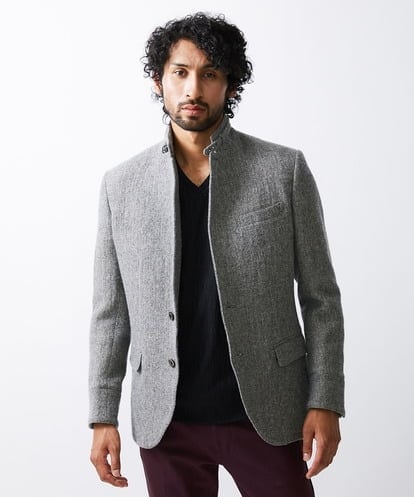 MNDAV84630 MICHEL KLEIN HOMME ツイードコンバーチブルジャケット