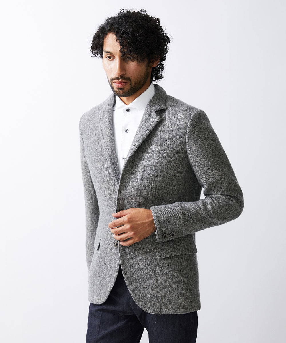 MNDAV84630 MICHEL KLEIN HOMME(ミッシェルクラン オム) ツイードコンバーチブルジャケット グレー(92)