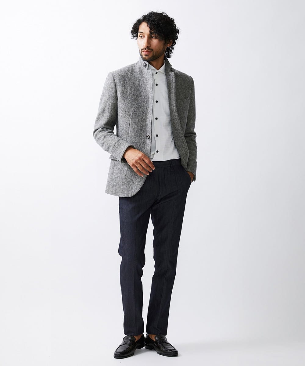 MNDAV84630 MICHEL KLEIN HOMME(ミッシェルクラン オム) ツイードコンバーチブルジャケット グレー(92)