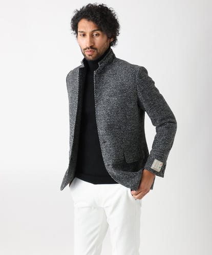 MNDCA73590 MICHEL KLEIN HOMME へリンボン柄コンバーチブルウールジャケット