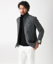MNDCA73590 MICHEL KLEIN HOMME(ミッシェルクラン オム) へリンボン柄コンバーチブルウールジャケット ダークグレー