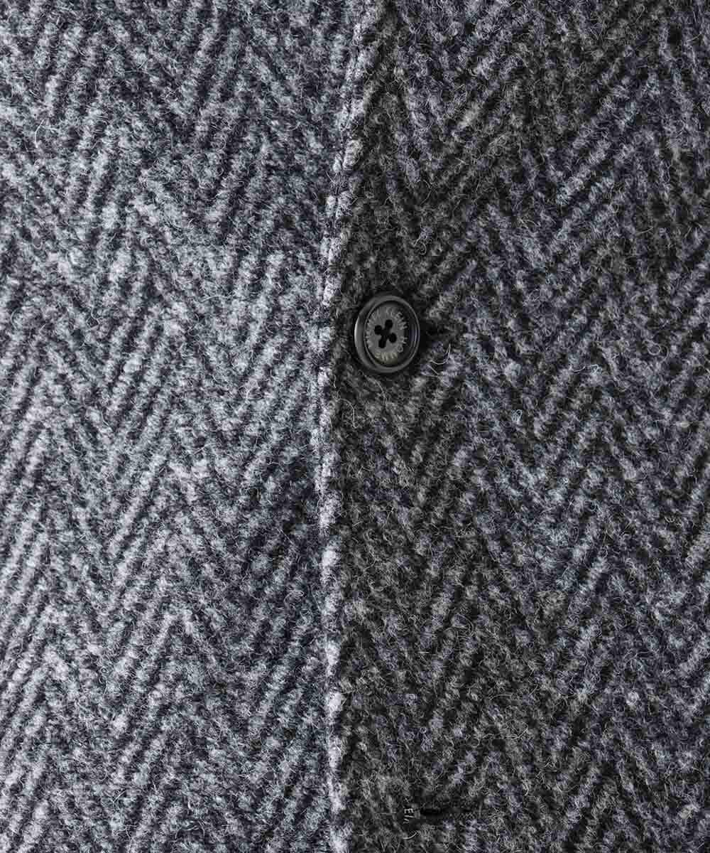 MNDCA73590 MICHEL KLEIN HOMME(ミッシェルクラン オム) へリンボン柄コンバーチブルウールジャケット ダークグレー