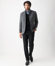 MNDCA73590 MICHEL KLEIN HOMME(ミッシェルクラン オム) へリンボン柄コンバーチブルウールジャケット ダークグレー