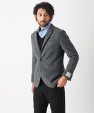 MNDCA73590 MICHEL KLEIN HOMME(ミッシェルクラン オム) へリンボン柄コンバーチブルウールジャケット ダークグレー