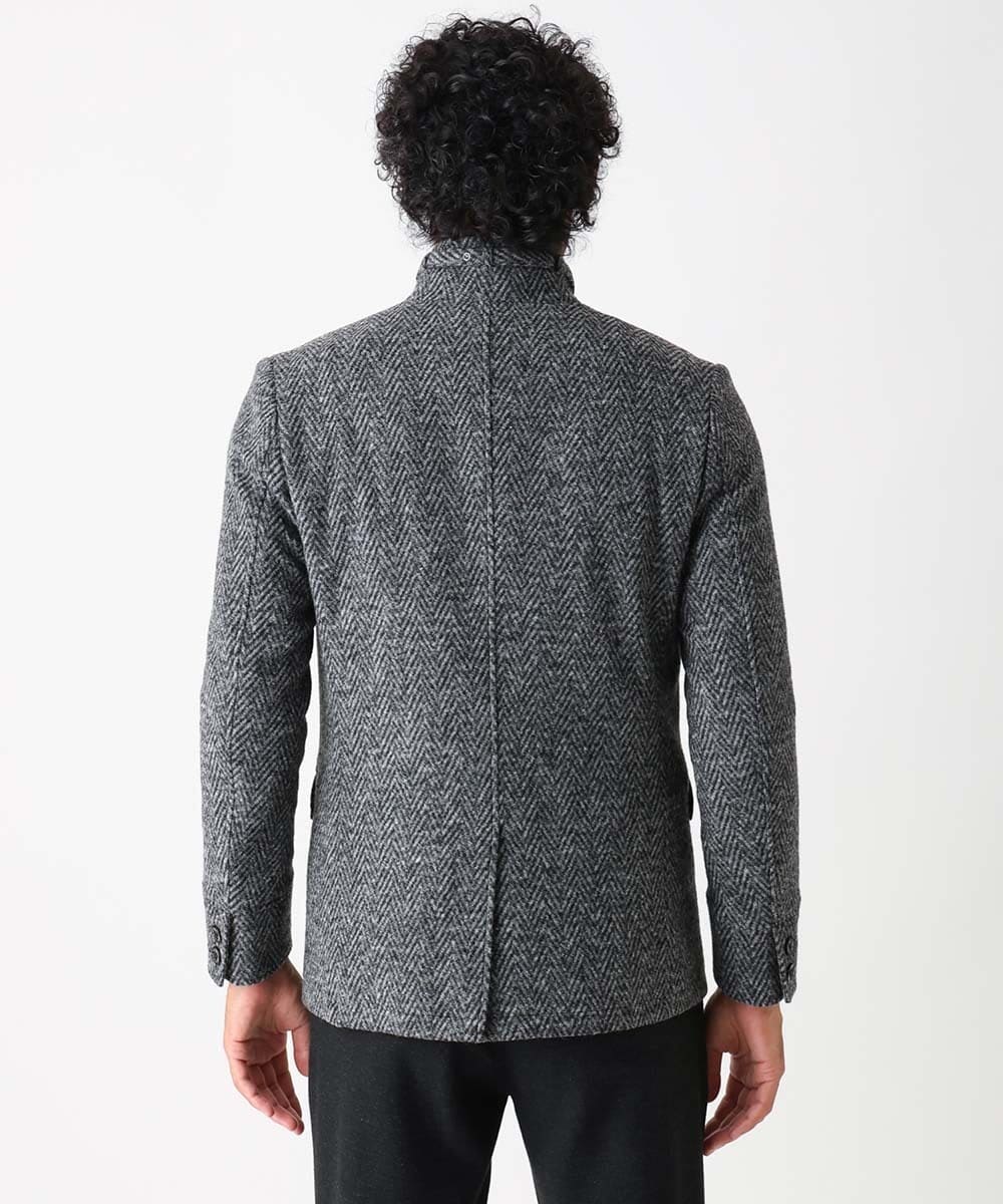MNDCA73590 MICHEL KLEIN HOMME(ミッシェルクラン オム) へリンボン柄コンバーチブルウールジャケット ダークグレー