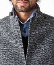 MNDCA73590 MICHEL KLEIN HOMME(ミッシェルクラン オム) へリンボン柄コンバーチブルウールジャケット ダークグレー