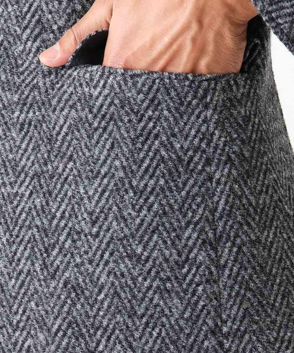 MNDCA73590 MICHEL KLEIN HOMME(ミッシェルクラン オム) へリンボン柄コンバーチブルウールジャケット ダークグレー