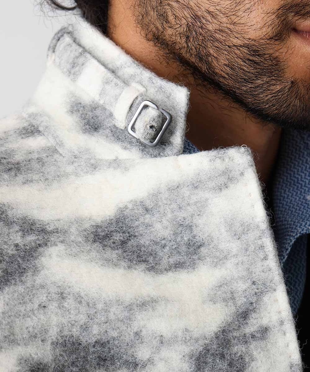 MNDCA74690 MICHEL KLEIN HOMME(ミッシェルクラン オム) 総柄コンバーチブルジャケット ホワイト