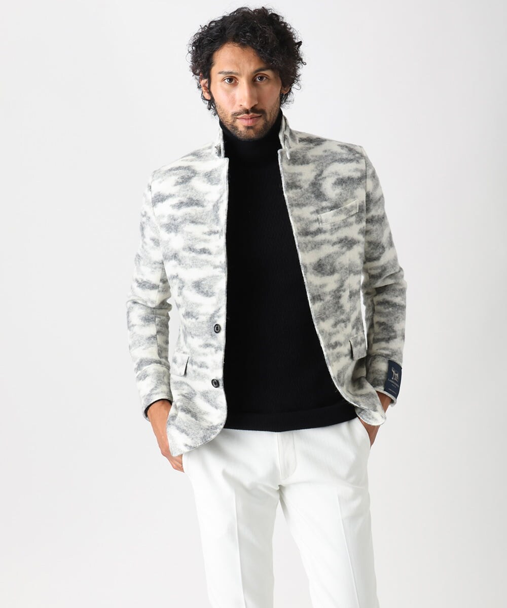 MNDCA74690 MICHEL KLEIN HOMME(ミッシェルクラン オム) 総柄コンバーチブルジャケット ホワイト