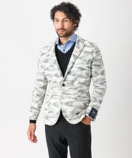 MNDCA74690 MICHEL KLEIN HOMME(ミッシェルクラン オム) 総柄コンバーチブルジャケット ホワイト