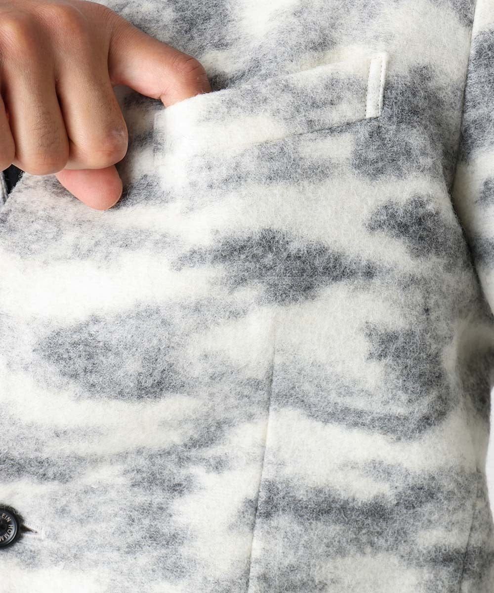 MNDCA74690 MICHEL KLEIN HOMME(ミッシェルクラン オム) 総柄コンバーチブルジャケット ホワイト
