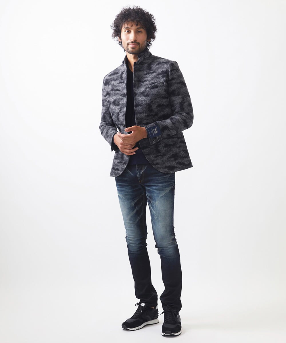 MNDCA74690 MICHEL KLEIN HOMME(ミッシェルクラン オム) 総柄コンバーチブルジャケット ブラック