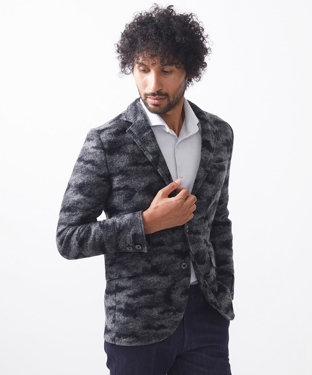 MNDCA74690 MICHEL KLEIN HOMME(ミッシェルクラン オム) 総柄コンバーチブルジャケット ブラック
