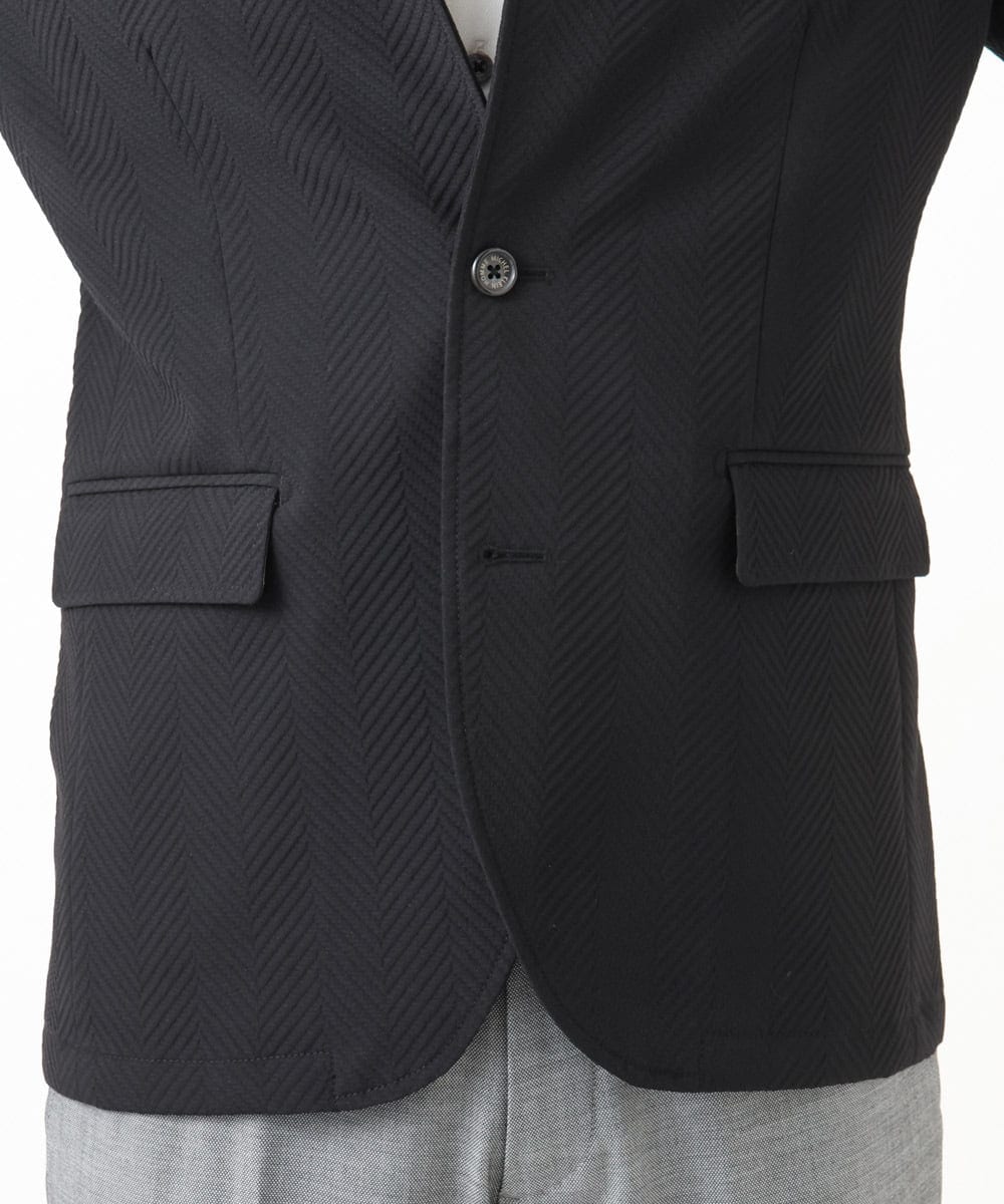 MNDCD51490 MICHEL KLEIN HOMME(ミッシェルクラン オム) 【セットアップ】ビックへリンボンコンバーチブルジャケット ブラック