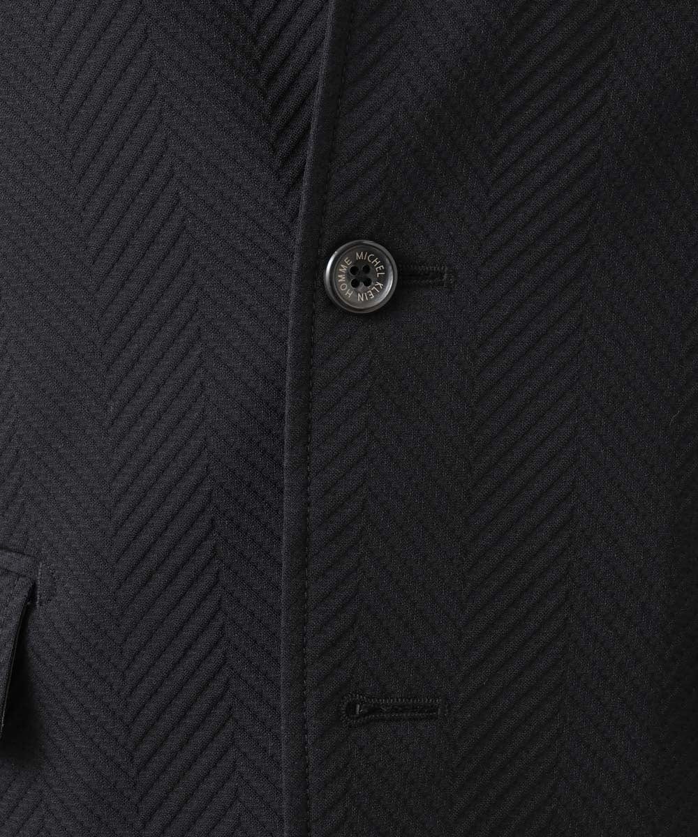 MNDCD51490 MICHEL KLEIN HOMME(ミッシェルクラン オム) 【セットアップ】ビックへリンボンコンバーチブルジャケット ブラック