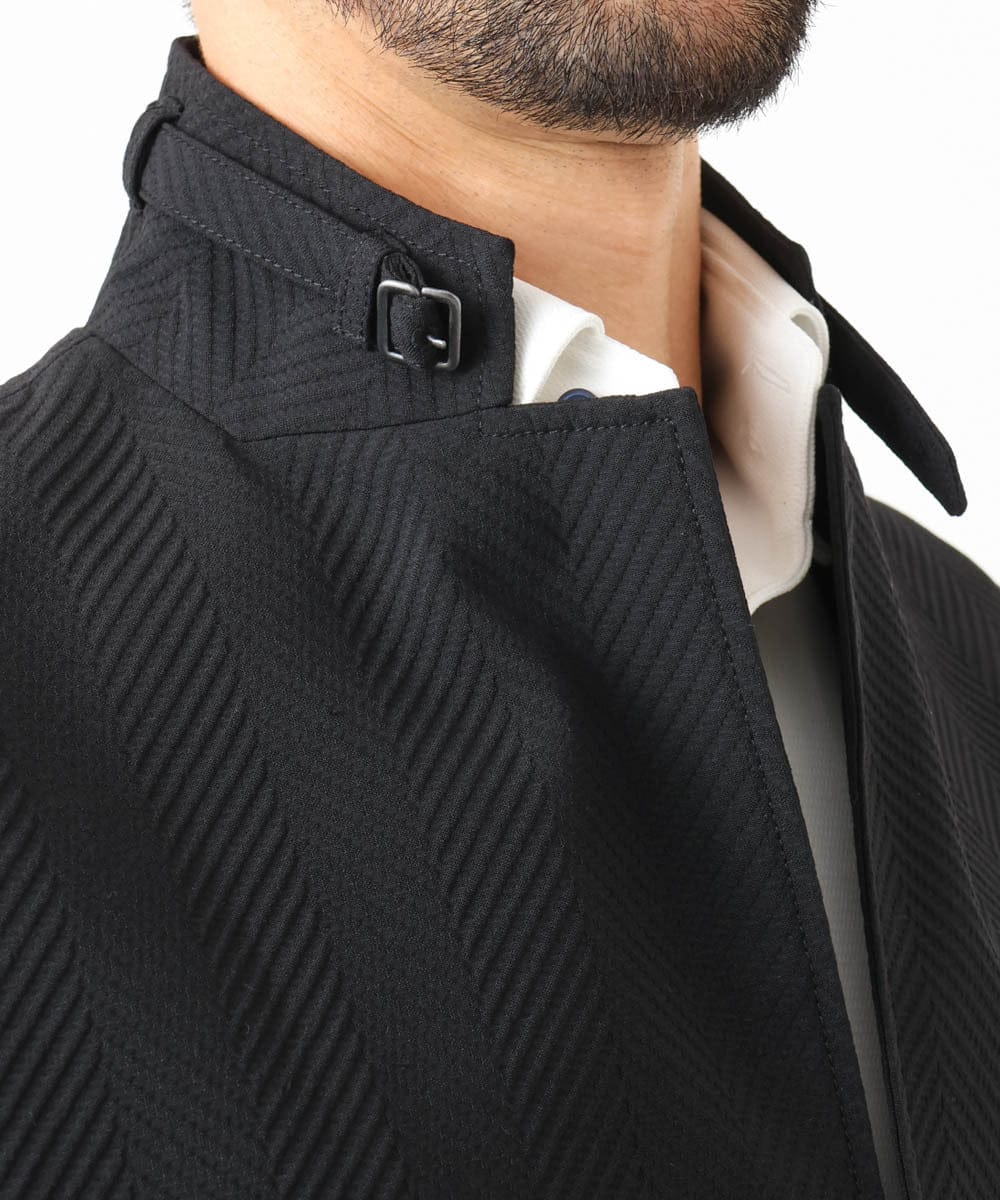 MNDCD51490 MICHEL KLEIN HOMME(ミッシェルクラン オム) 【セットアップ】ビックへリンボンコンバーチブルジャケット ブラック