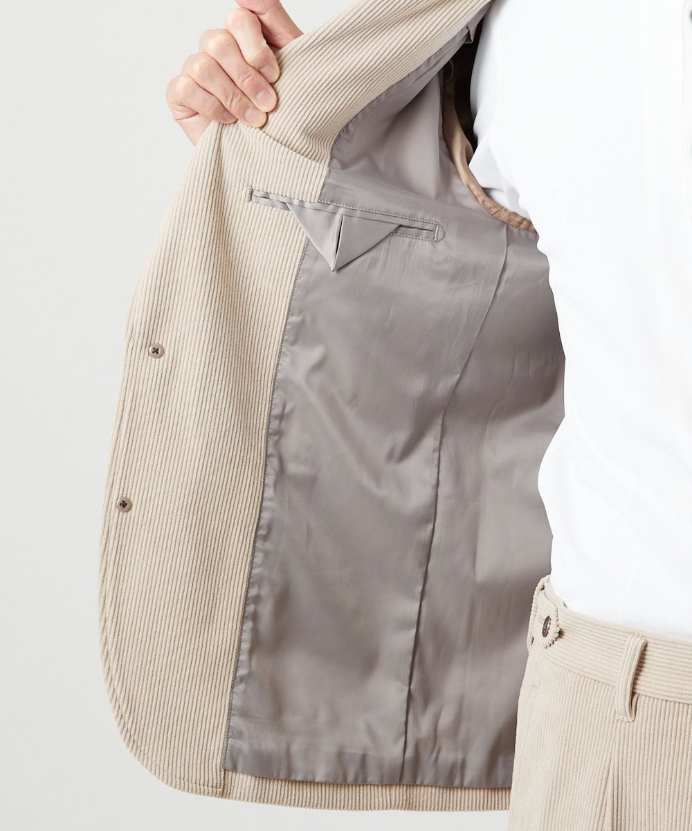 MNDCG62450 MICHEL KLEIN HOMME(ミッシェルクラン オム) 【セットアップ】コーデュロイテーラードジャケット ベージュ