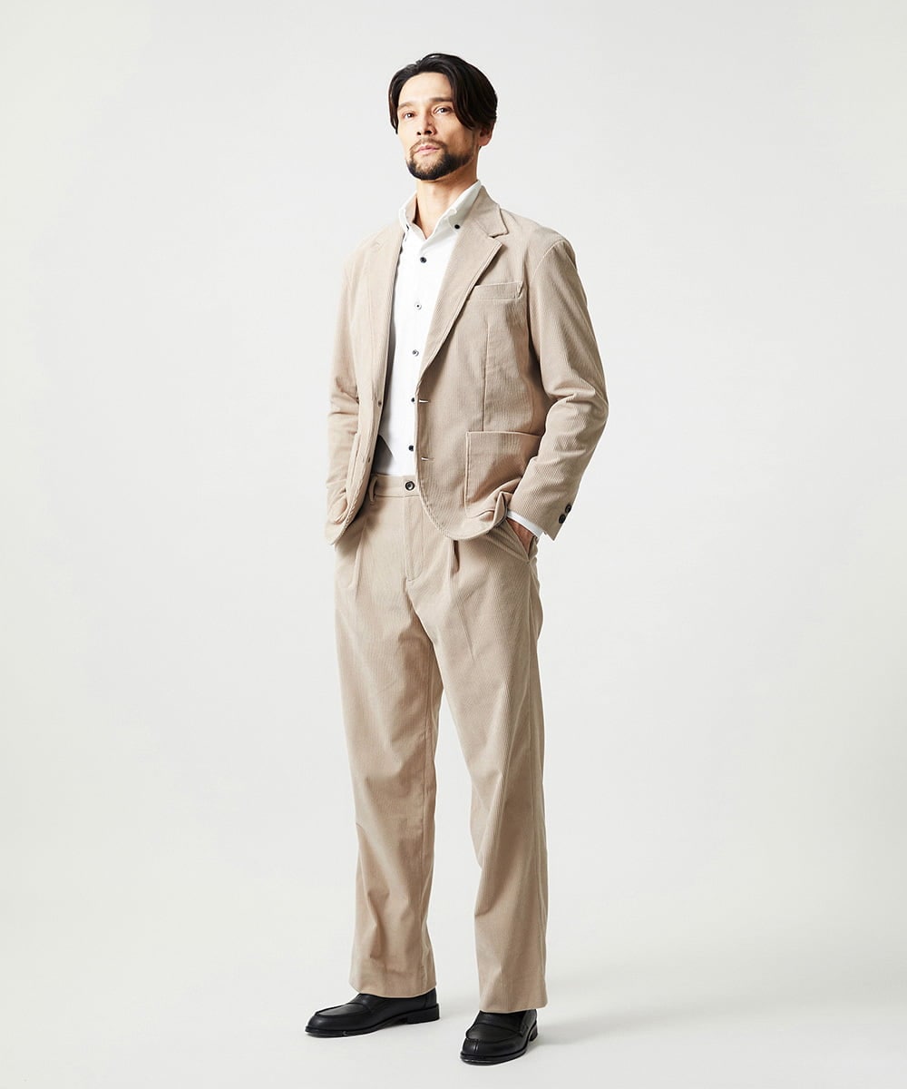 MNDCG62450 MICHEL KLEIN HOMME(ミッシェルクラン オム) 【セットアップ】コーデュロイテーラードジャケット ベージュ