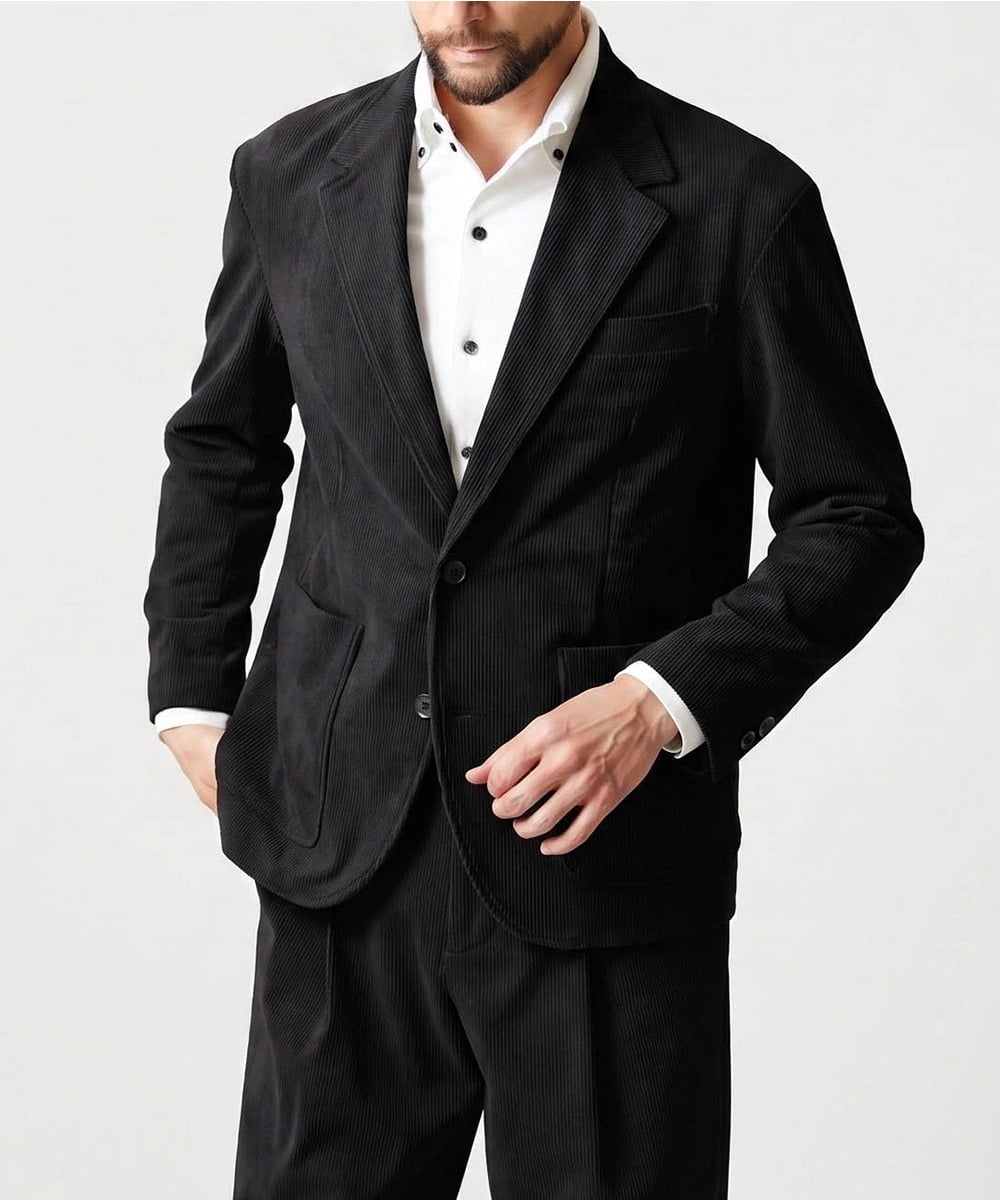 MNDCG62450 MICHEL KLEIN HOMME(ミッシェルクラン オム) 【セットアップ】コーデュロイテーラードジャケット ブラック